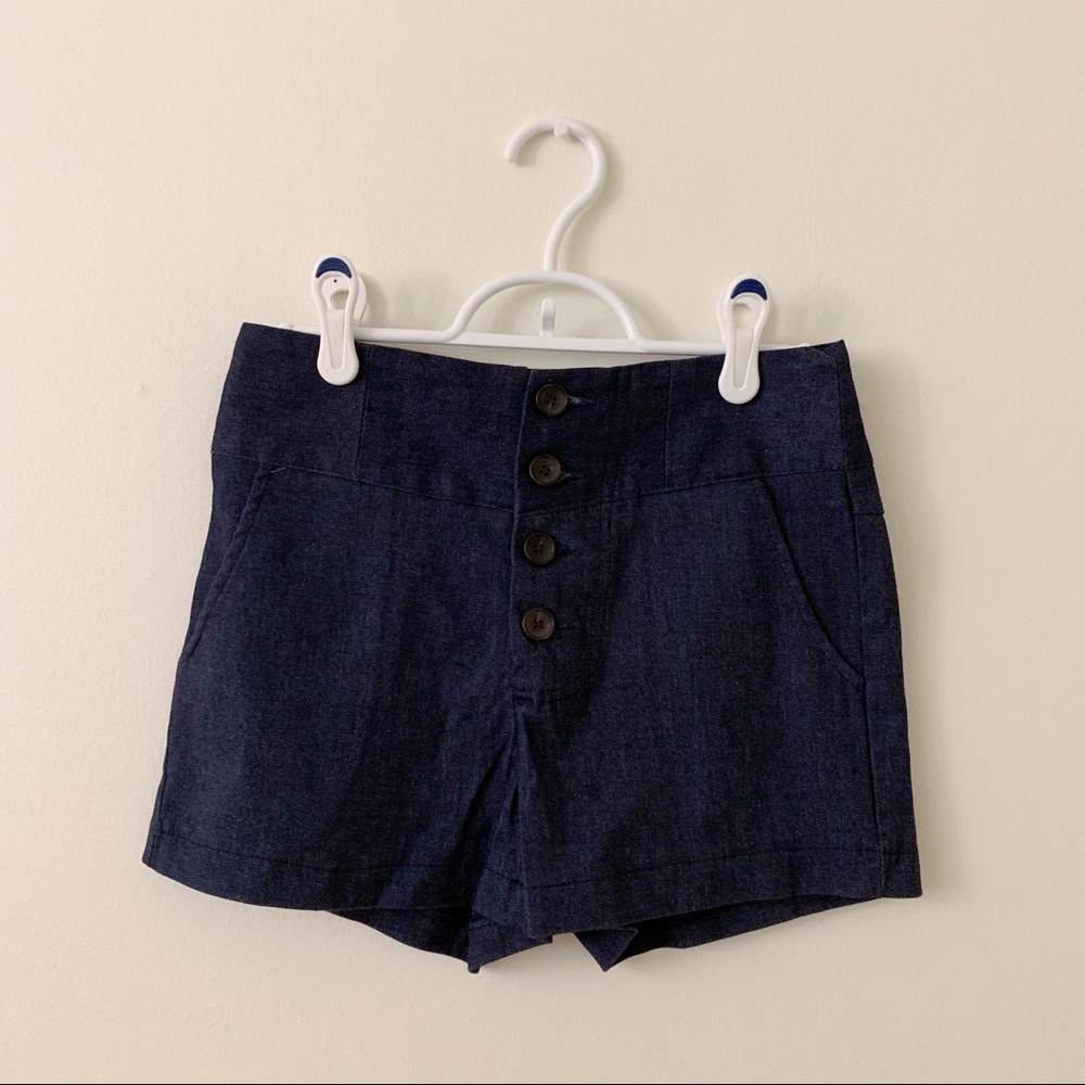 High waisted button up shorts